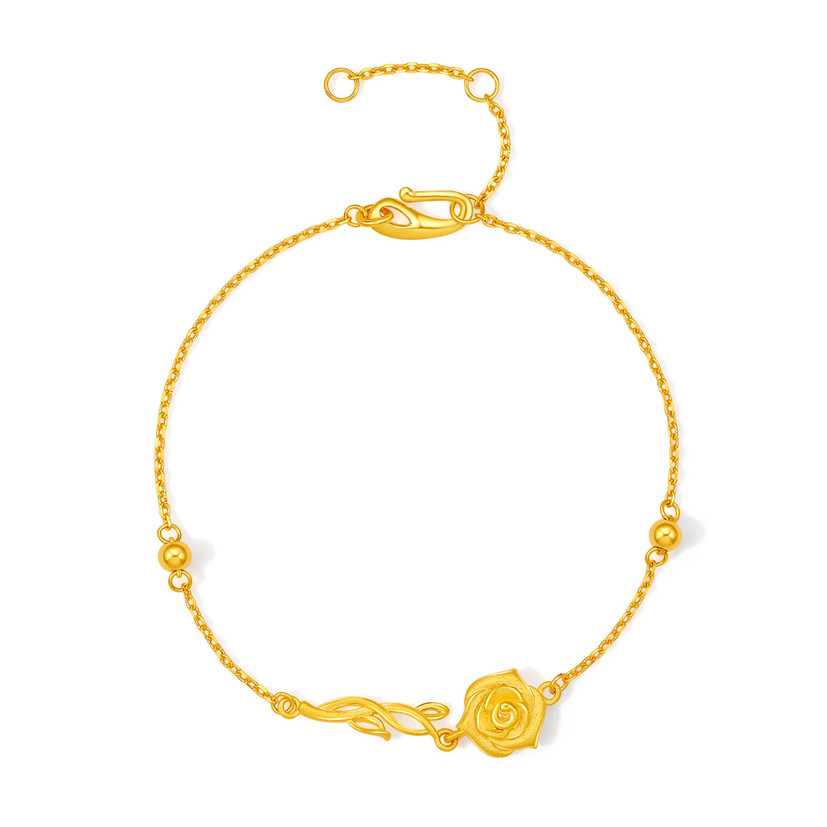 “Dream in the Garden” 999 24K Gold Chain Bracelet Flower 3.34-3.84g A0714951