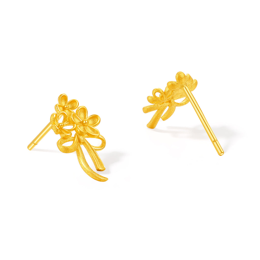 999 24K Gold Earrings Flower 1.7-2g A0923346