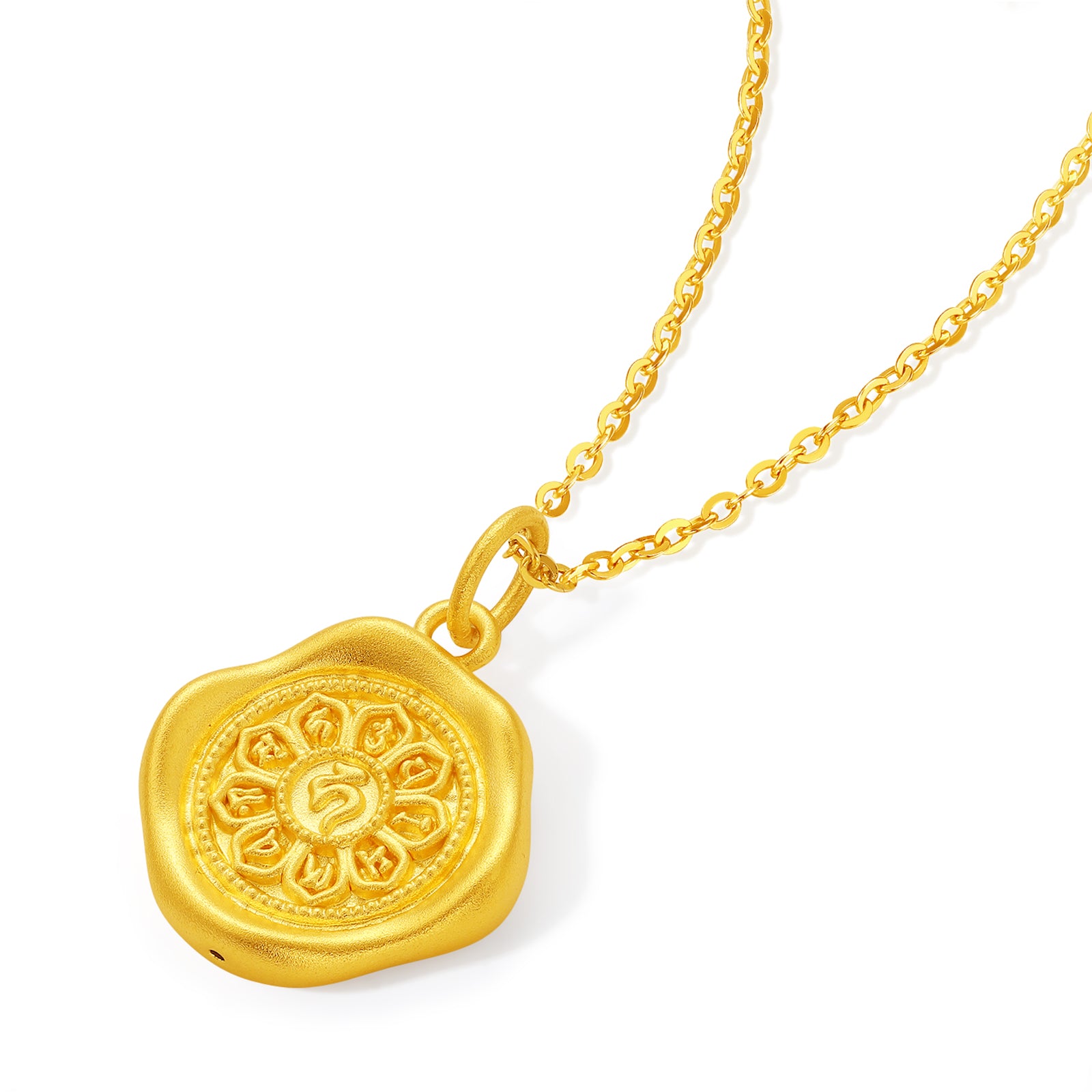 'Jiuhua Mountain' 24K Gold Pendant Buddhist Scripture A0415253