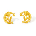 999 24K Gold Earrings Flower Moon 2.34-2.64g A0913046