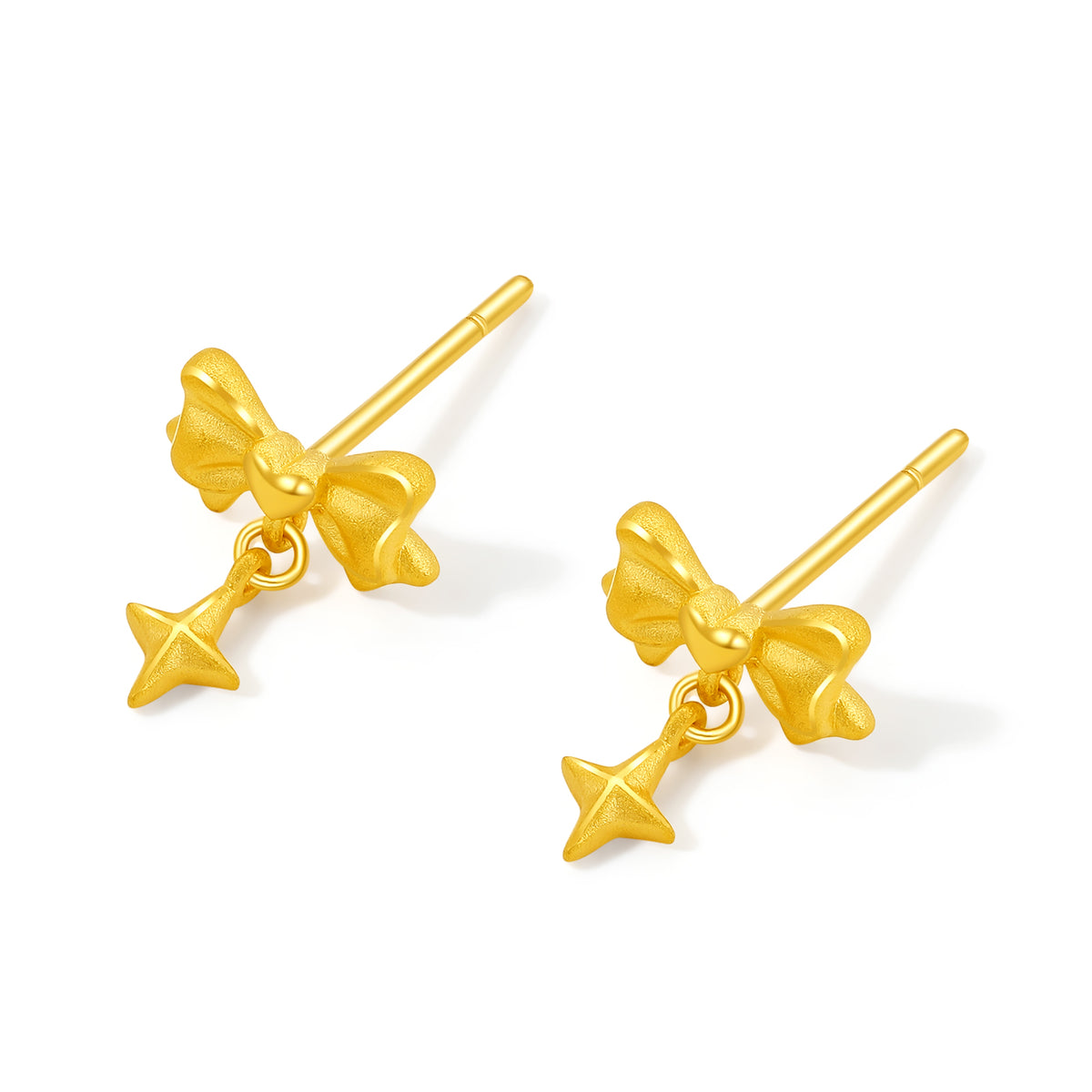 999 24K Gold Earrings Bow 1.7-2g A0913718