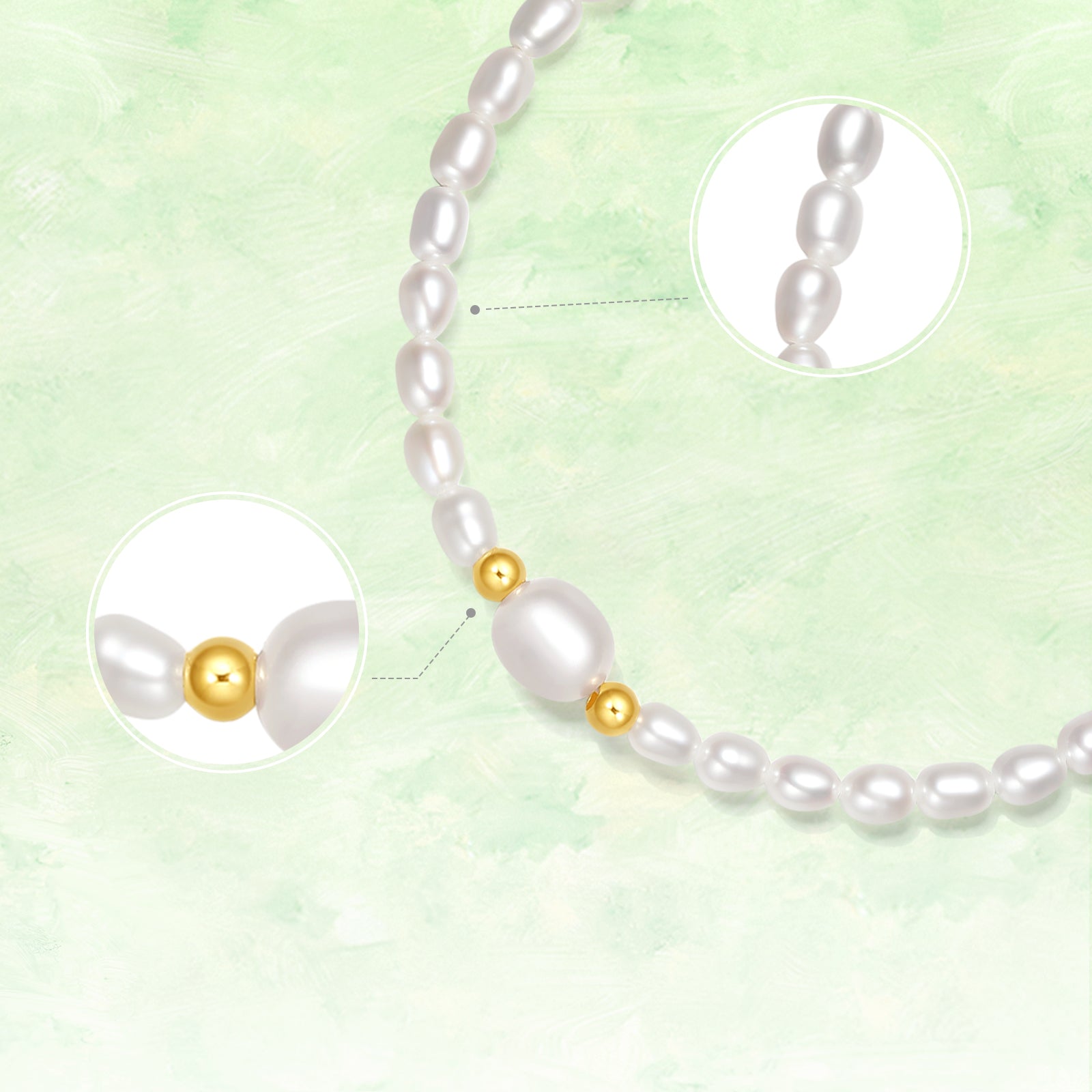 18K Gold Beaded Bracelet Pearl 0.02-0.06g X1913024