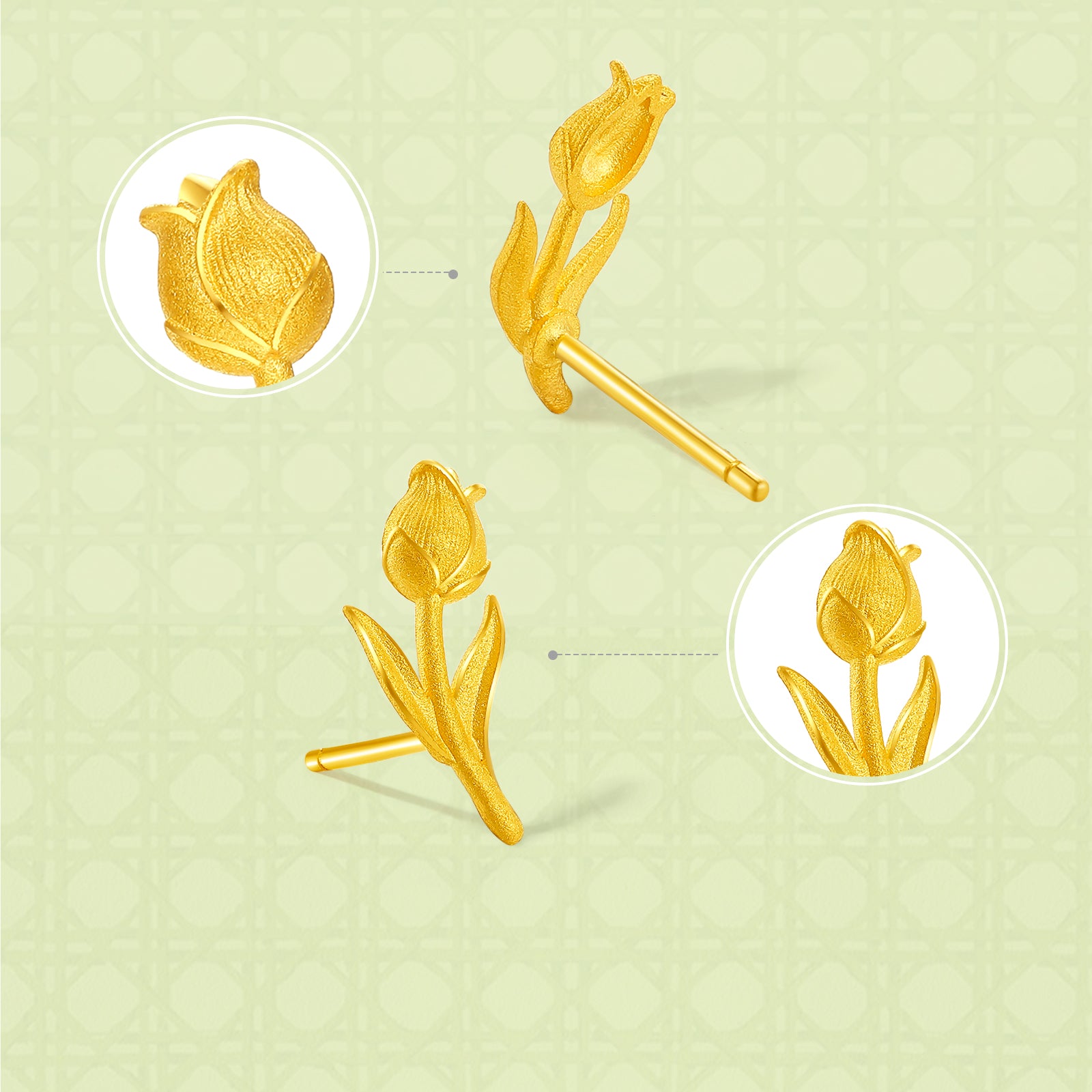 "Annie's Garden" 999 24K Gold Earrings Flower 1.4-1.8g A0913021