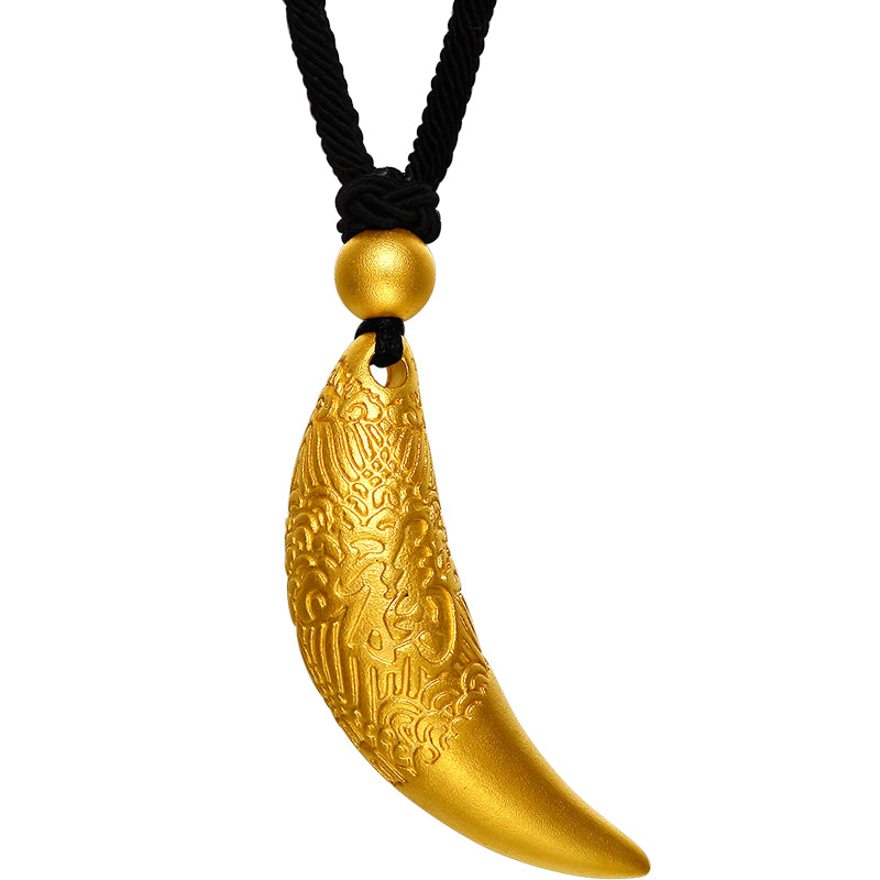 "Antiquity Gold" 999.9 24K Gold Pendant Necklace Crescent Moon 24-26g AA044176