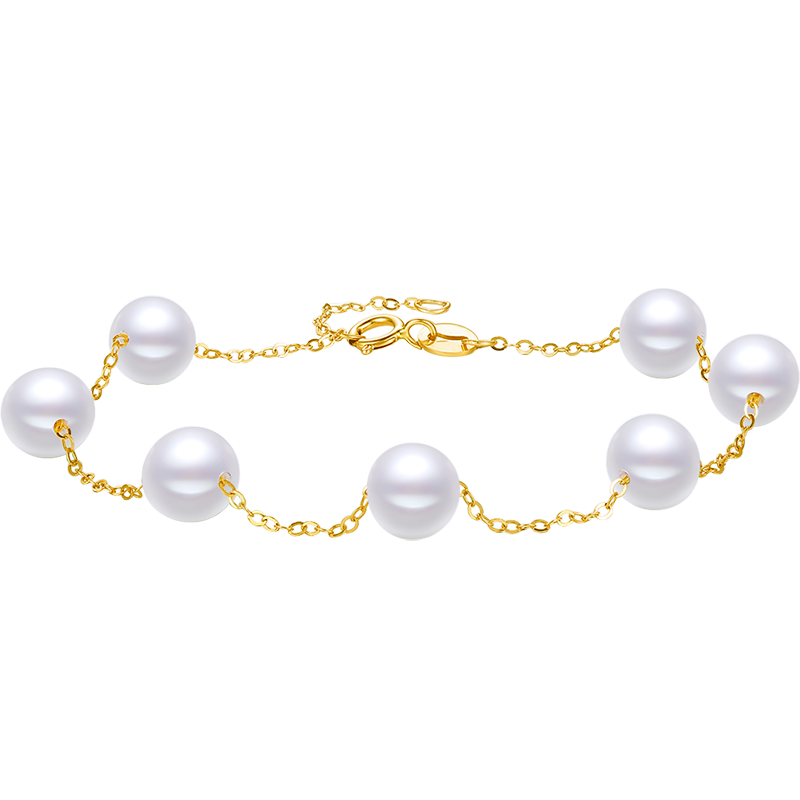 18K Yellow Gold Chain Bracelet Pearl 5.5-6mm 0.3-0.5g KHPB072728