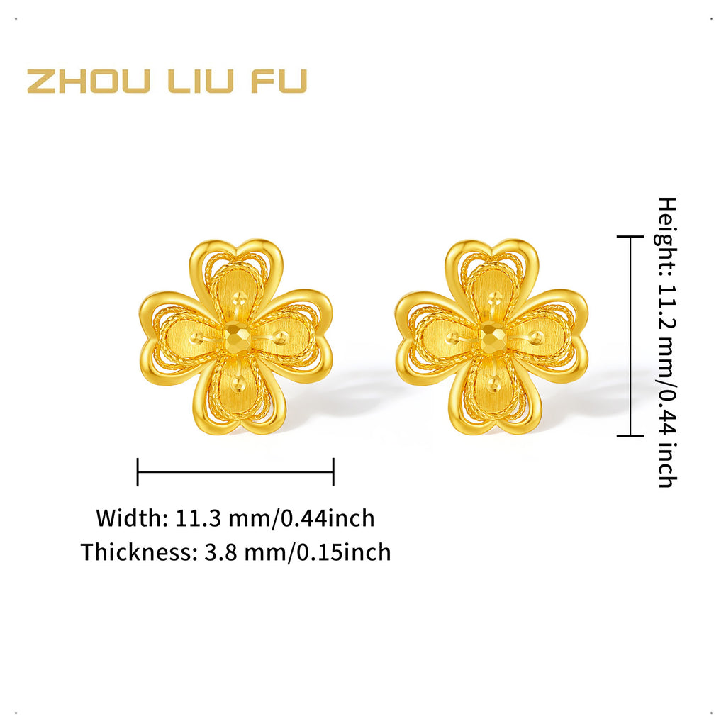 "Princess Wedding" 24K Gold Earrings Clover 2.59-3.19g A0922047