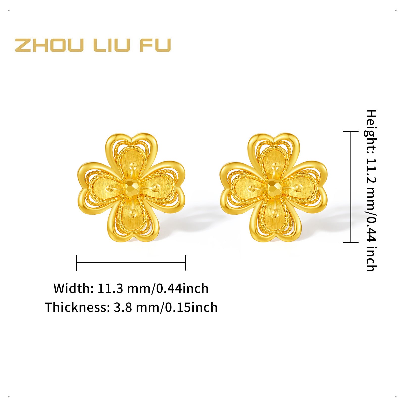 "Princess Wedding" 24K Gold Earrings Clover 2.59-3.19g A0922047