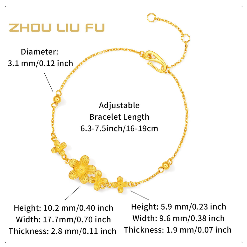 "Princess Wedding" 24K Gold Chain Bracelet Flower 3.77-4.17g A0722055