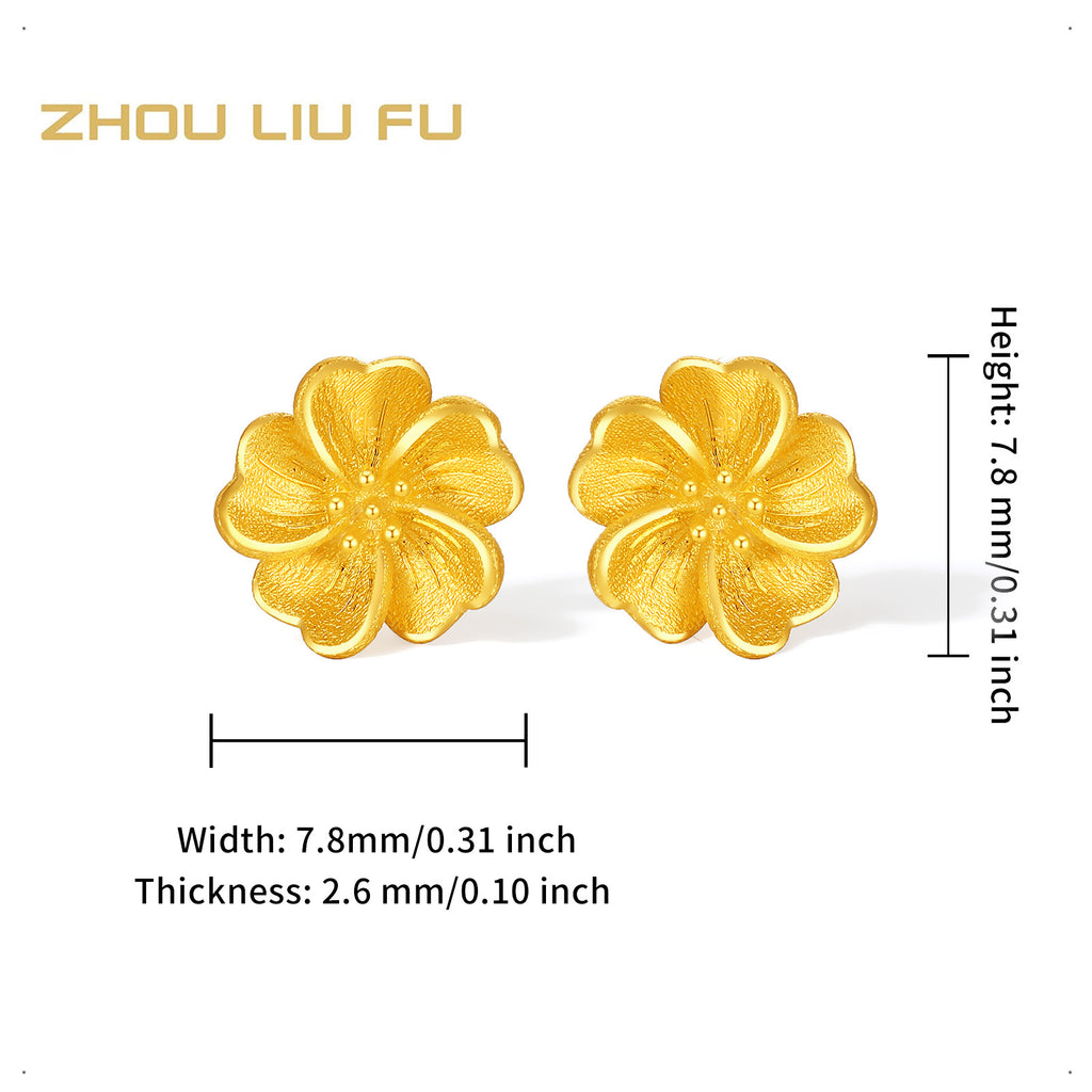 "Princess Wedding" 999 24K Gold Earrings Flower 1.72-2.02g A0922054
