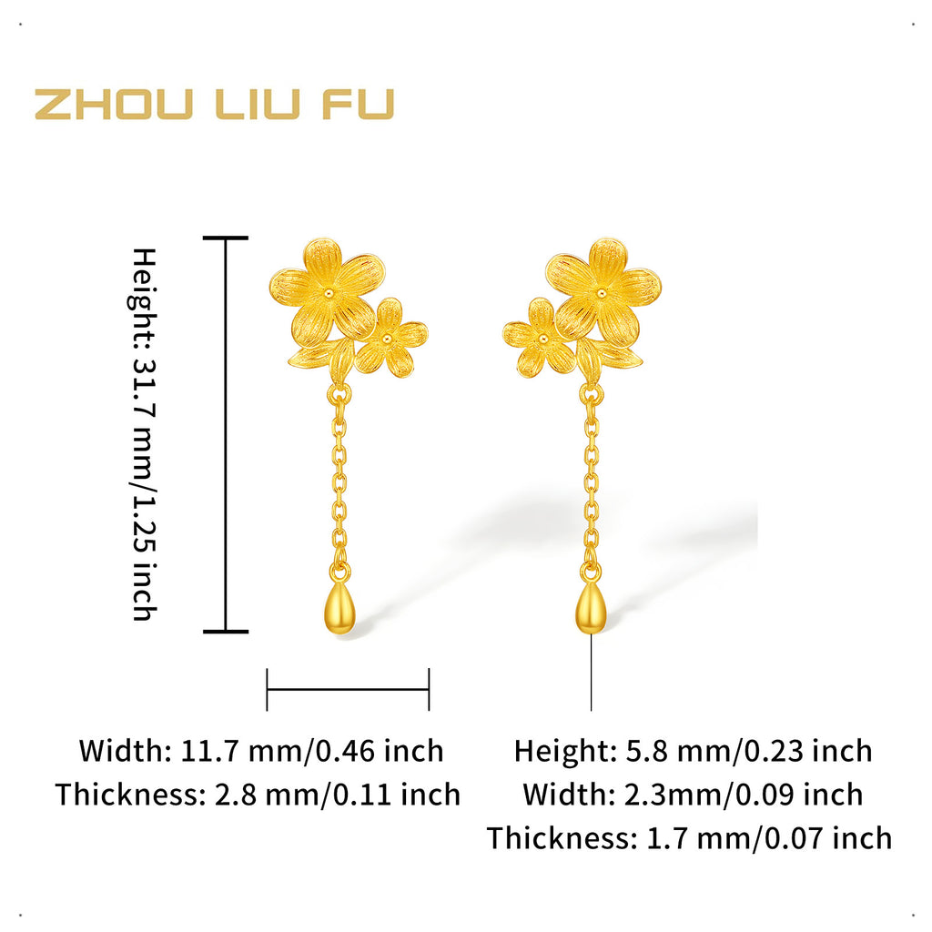 "Princess Wedding" 24K Gold Earrings Flower 3.49-3.89g A0922058