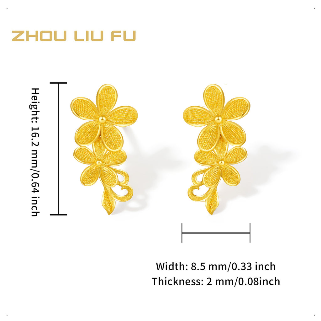 "Princess Wedding" 999 24K Gold Earrings Flower 1.8-2.3g A0922106